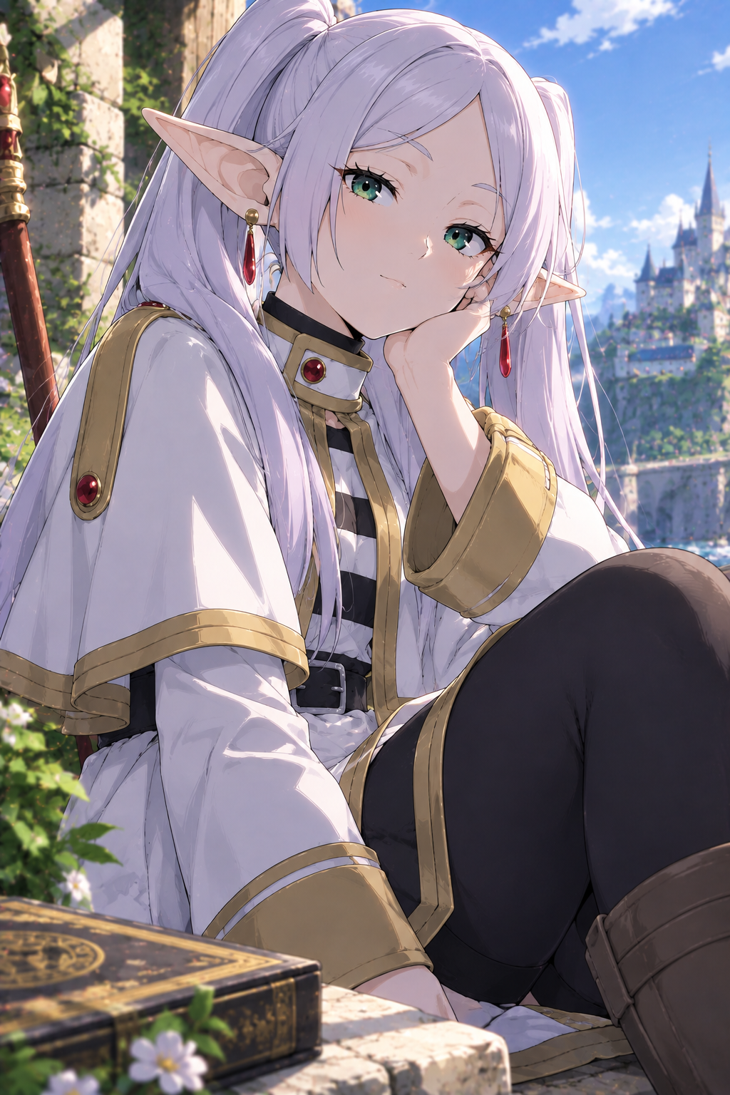 White-haired fantasy character portrait