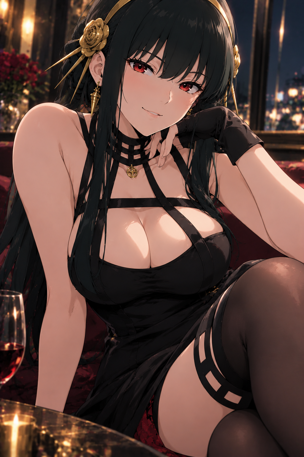 Dark-haired character portrait in evening light