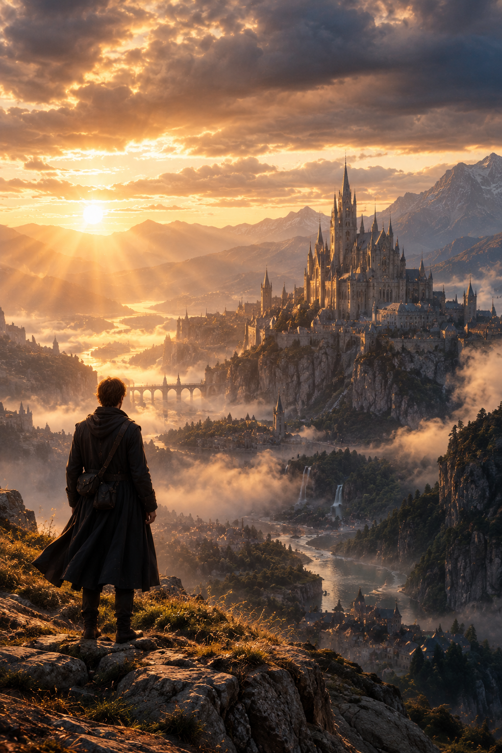 Fantasy castle at sunset, an example of a cinematic style in Stellar